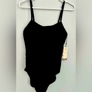 New with tags CALIA Square Neck open back One Piece Black Swimsuit.